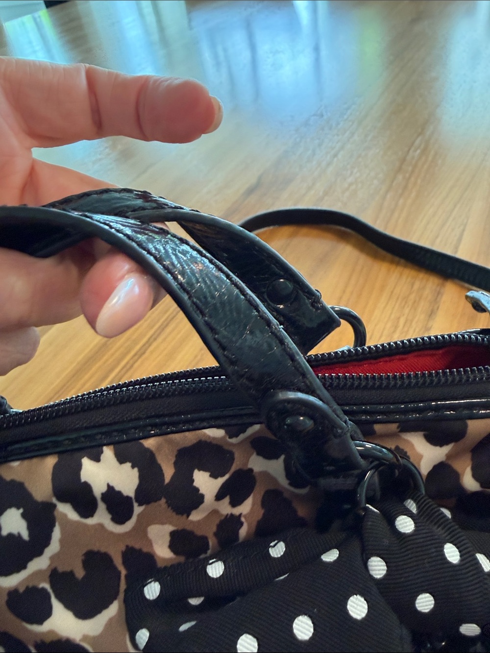 Juicy couture Leopard Print Crossbody Bag with Polka Dot Bow - Black/Tan - Picture 5 of 9